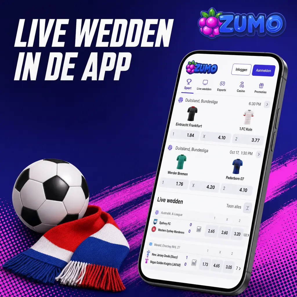 Live wedden in de Zumobet app