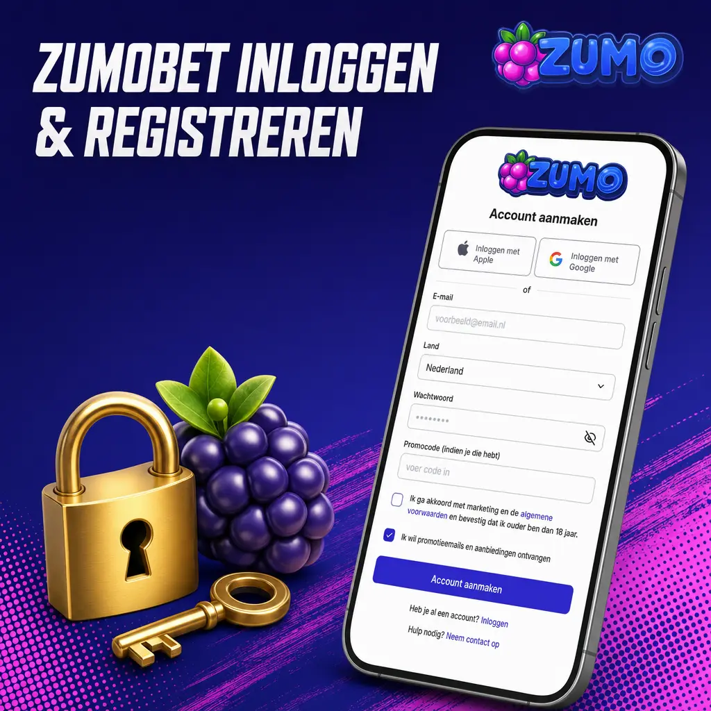 Zumobet inloggen en registreren op je smartphone