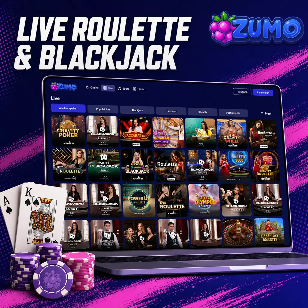 Live roulette en blackjack bij Zumobet